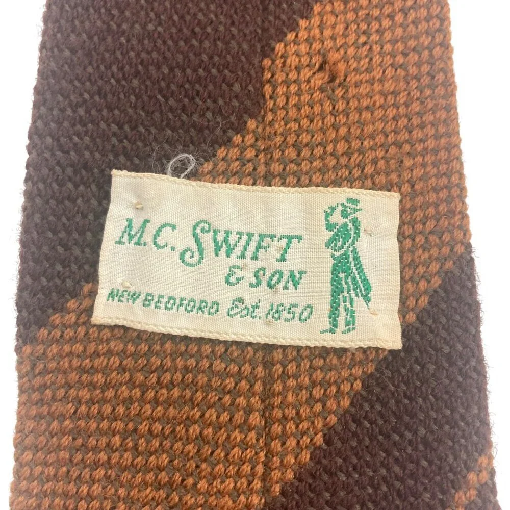 Vintage 70s Tie Lot of 2 BJ Ernst Orange & El Denver Los Wigwam Weavers Striped
